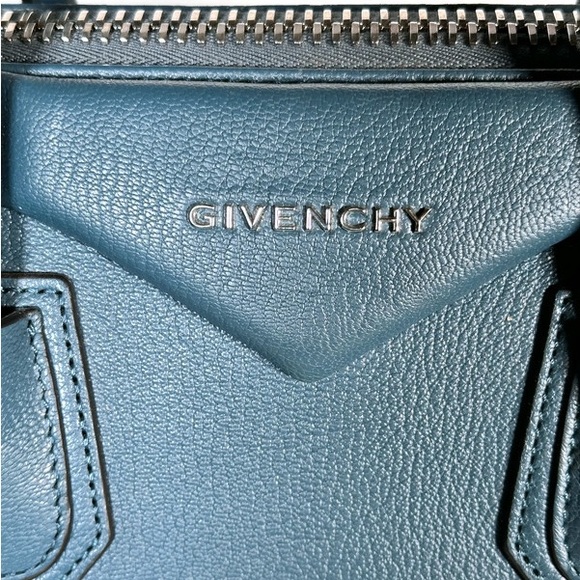 Givenchy Small Antigona Leather Satchel Oil Blue Bag New Authentic - Picture 7 of 13